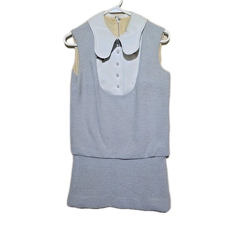 Vtgs 1970s Carlette Editions Ltd Gray Coquette Preppy Mini Dress Womans Size 7